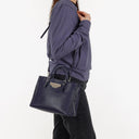 Balenciaga Mini Papier A4 Calfskin Leather Navy Blue Tote Bag