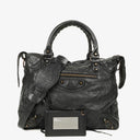 Balenciaga Motorcycle Velo Black Lambskin Shoulder Bag