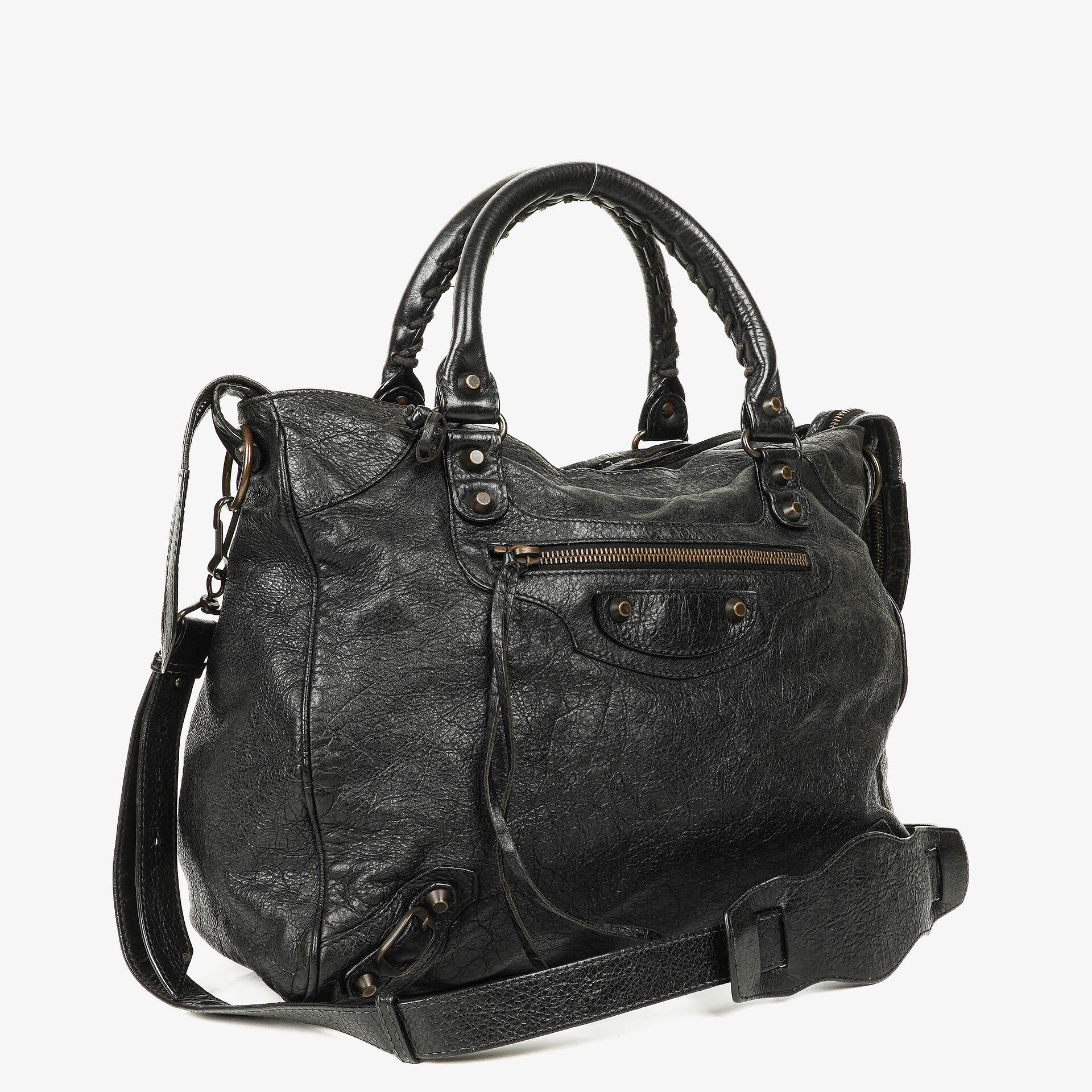 Balenciaga Motorcycle Velo Black Lambskin Shoulder Bag
