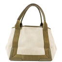 Balenciaga Navy Cabas Small Green Calfskin Cotton Canvas Bag