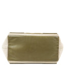 Balenciaga Navy Cabas Small Green Calfskin Cotton Canvas Bag