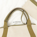 Balenciaga Navy Cabas Small Green Calfskin Cotton Canvas Bag