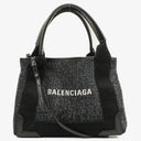 Balenciaga Navy Cabas XS Washed Black Denim Fabric Satin Calfskin Bag