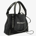 Balenciaga Navy Cabas XS Washed Black Denim Fabric Satin Calfskin Bag