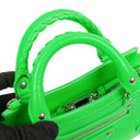 Balenciaga Neo Classic Grained Calfskin Neon Green Leather City Mini Bag