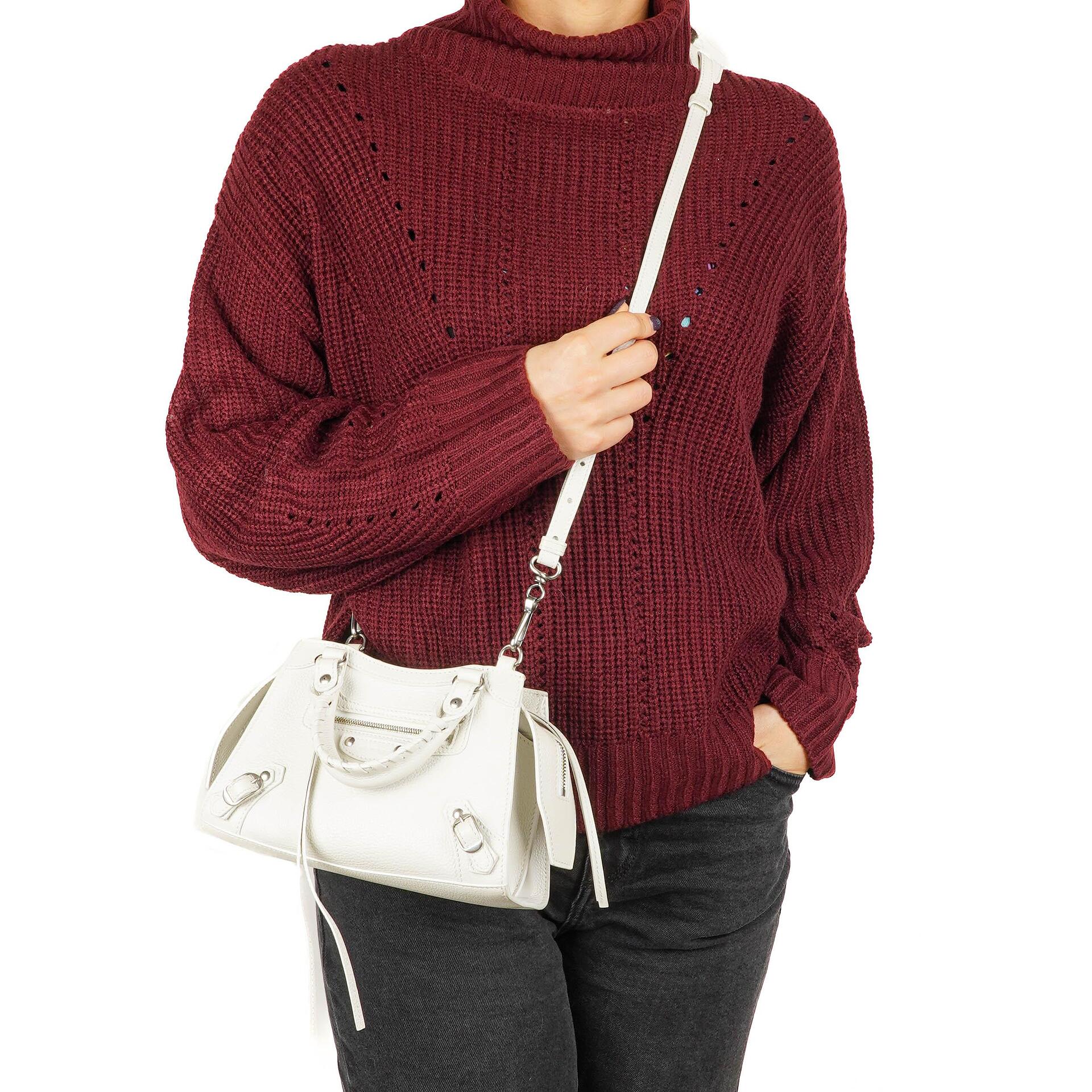 Balenciaga Neo Classic Grained Calfskin White Leather City Mini Bag
