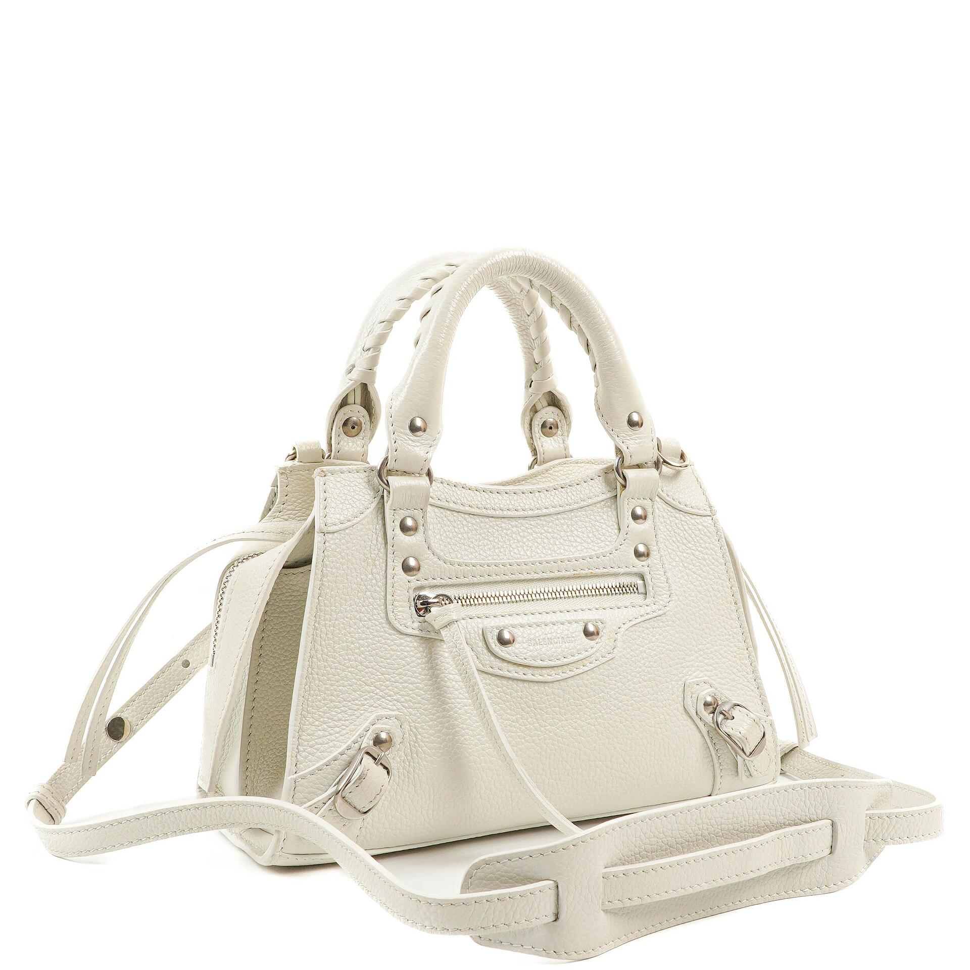 Balenciaga Neo Classic Grained Calfskin White Leather City Mini Bag