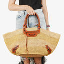Balenciaga Panier Raffia Woven Large Brown Leather Tote Bag