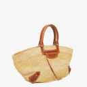 Balenciaga Panier Raffia Woven Large Brown Leather Tote Bag