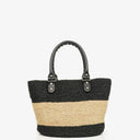 Balenciaga Woven Natural/Black Rafia Panier Tote Bag