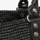 Balenciaga Woven Natural/Black Rafia Panier Tote Bag