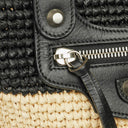 Balenciaga Woven Natural/Black Rafia Panier Tote Bag