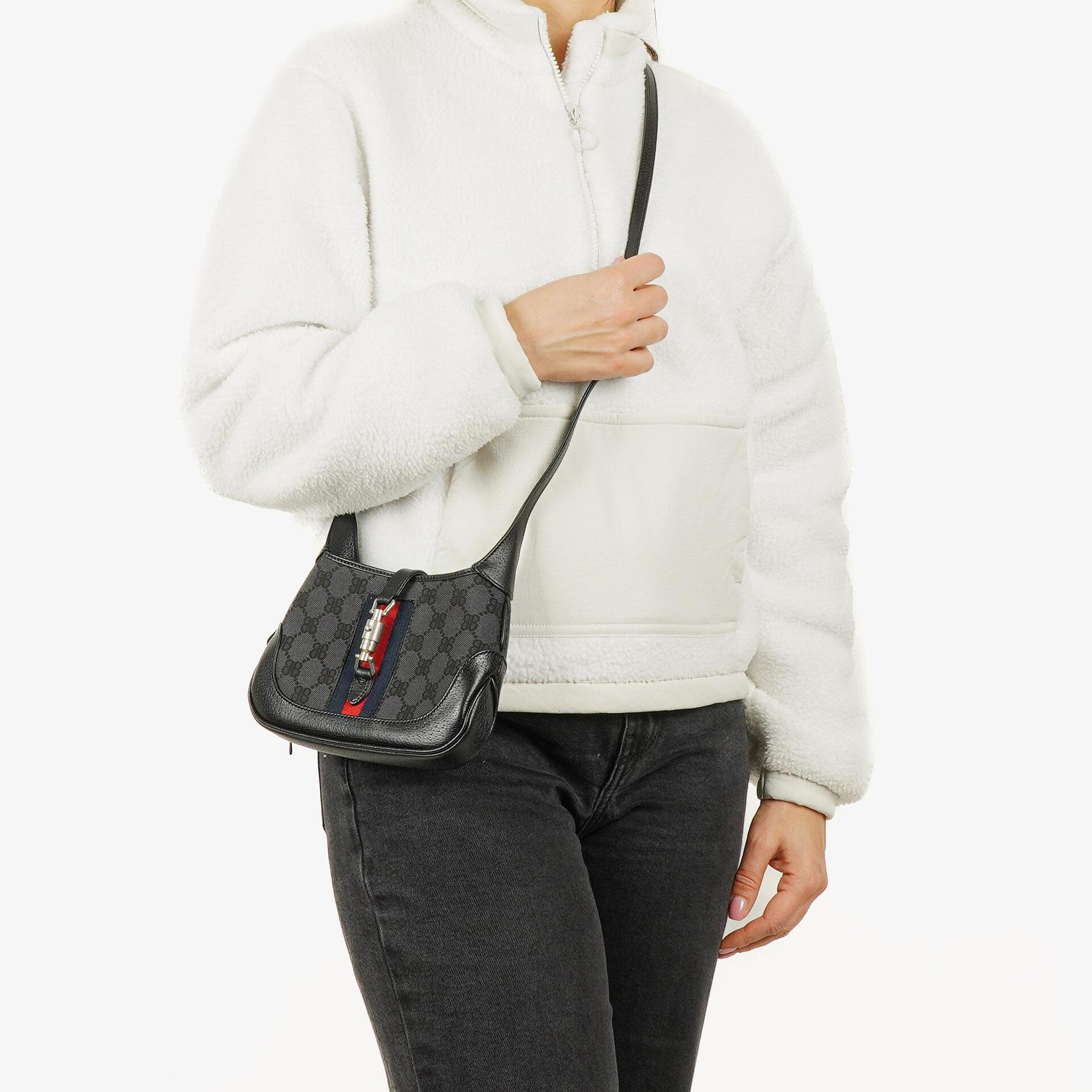 Balenciaga x Gucci Black/Grey Canvas/Leather The Hacker Project 1961 Mini Jackie Bag