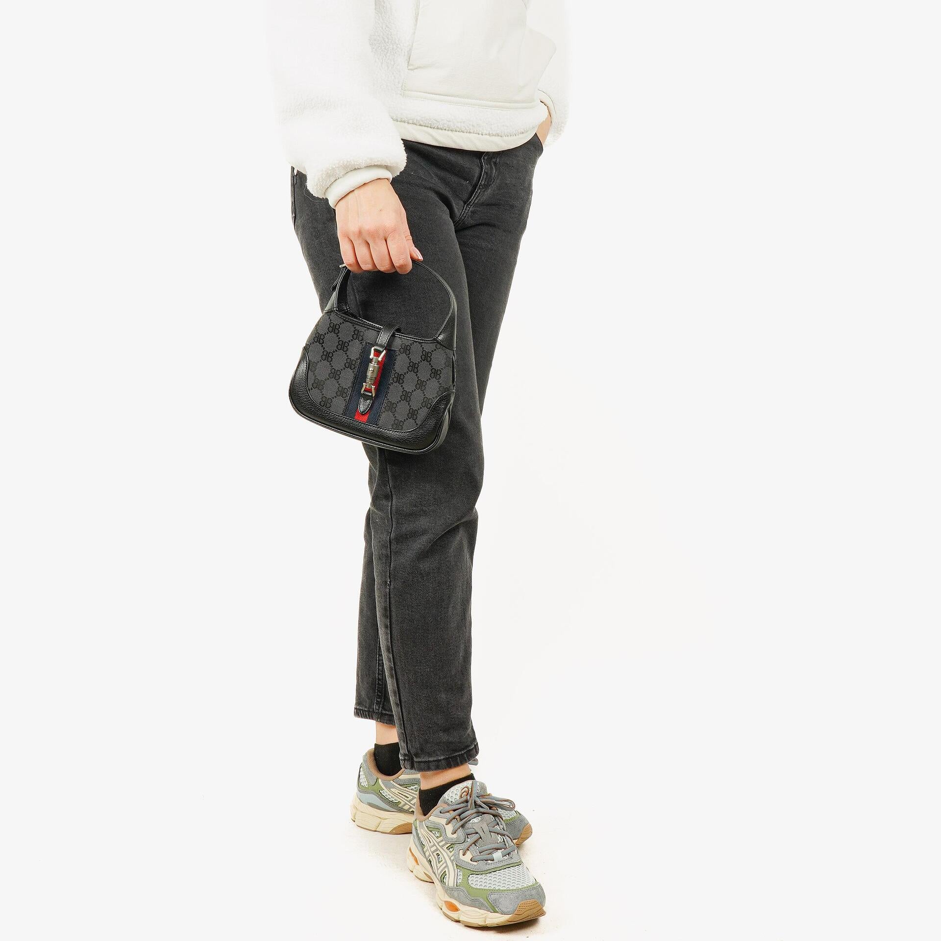 Balenciaga x Gucci Black/Grey Canvas/Leather The Hacker Project 1961 Mini Jackie Bag