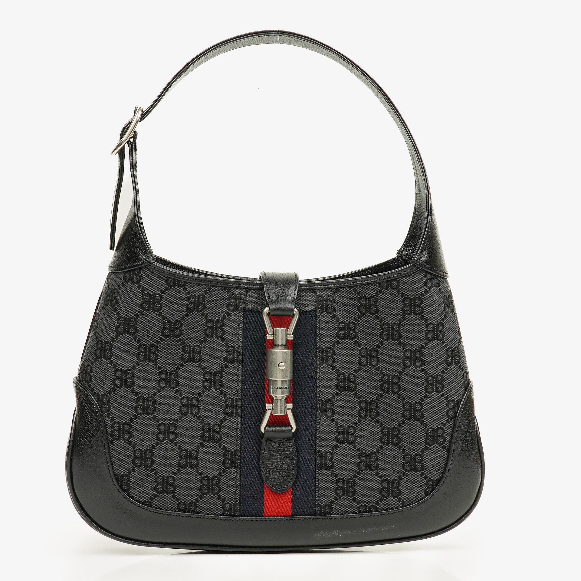 Balenciaga x Gucci Black/Grey Canvas/Leather The Hacker Project 1961 Small Jackie Bag