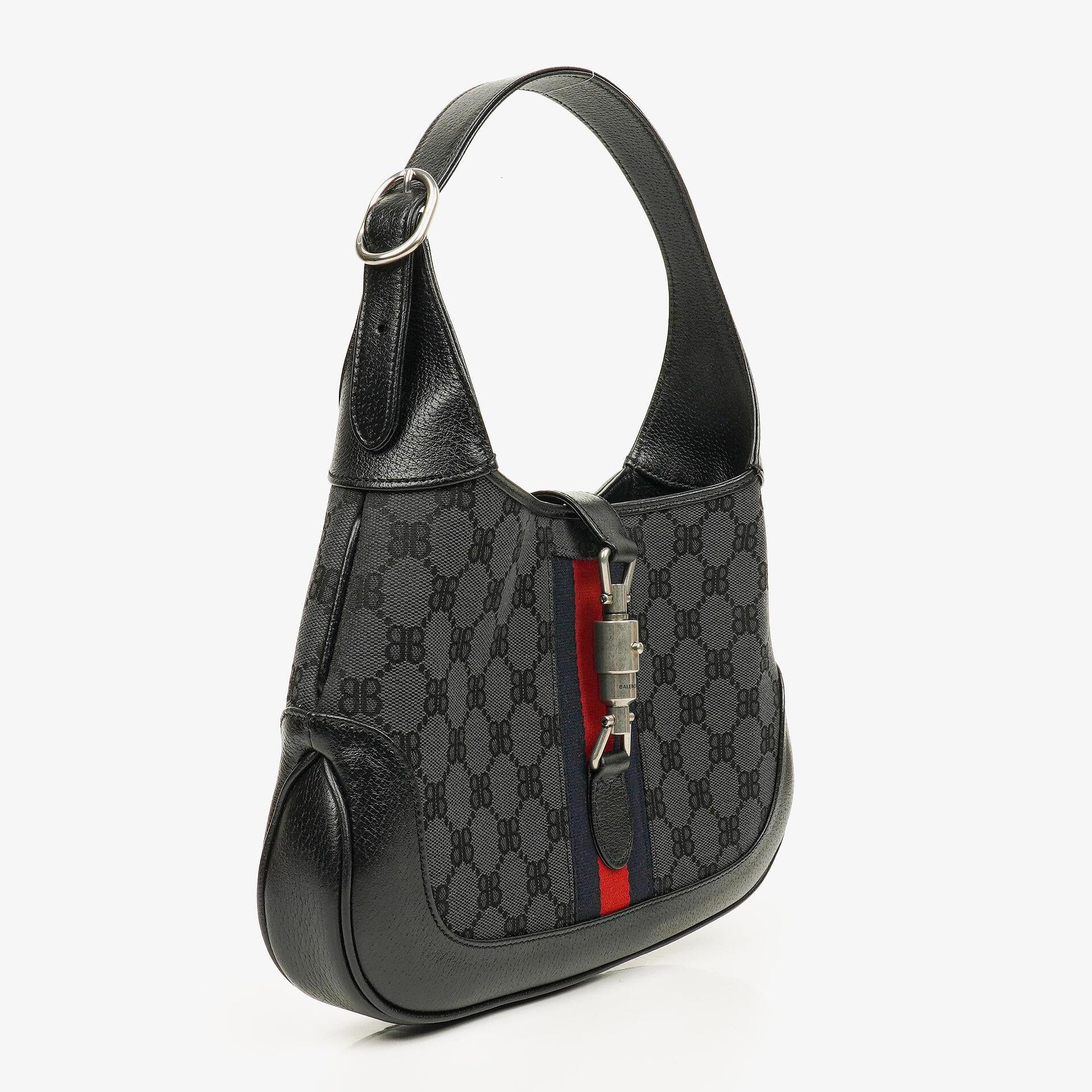 Balenciaga x Gucci Black/Grey Canvas/Leather The Hacker Project 1961 Small Jackie Bag