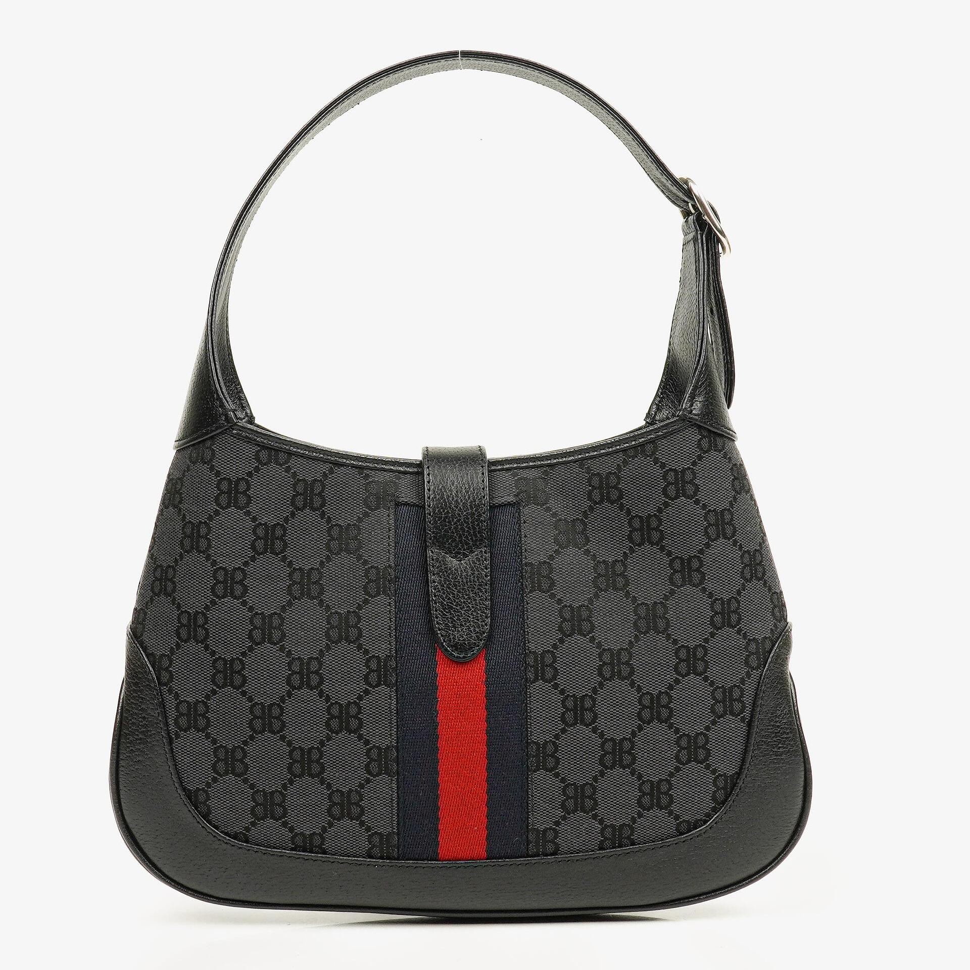Balenciaga x Gucci Black/Grey Canvas/Leather The Hacker Project 1961 Small Jackie Bag