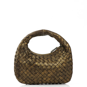 Bottega Veneta Aged Gold Nappa Intrecciato Mini Veneta Hobo Bag
