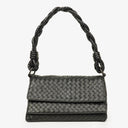 Bottega Veneta Black Intrecciato Leather Braided Handle Flap Shoulder Bag