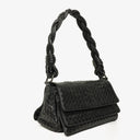 Bottega Veneta Black Intrecciato Leather Braided Handle Flap Shoulder Bag