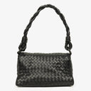 Bottega Veneta Black Intrecciato Leather Braided Handle Flap Shoulder Bag
