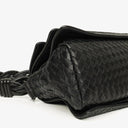 Bottega Veneta Black Intrecciato Leather Braided Handle Flap Shoulder Bag