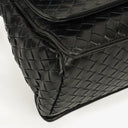 Bottega Veneta Black Intrecciato Leather Braided Handle Flap Shoulder Bag