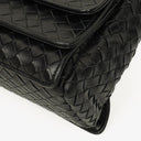 Bottega Veneta Black Intrecciato Leather Braided Handle Flap Shoulder Bag