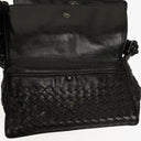 Bottega Veneta Black Intrecciato Leather Braided Handle Flap Shoulder Bag