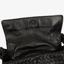 Bottega Veneta Black Intrecciato Leather Braided Handle Flap Shoulder Bag