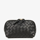 Bottega Veneta Black Intrecciato Woven Nappa Leather Cosmetic Case