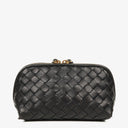 Bottega Veneta Black Intrecciato Woven Nappa Leather Cosmetic Case