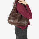 Bottega Veneta Campana Hobo Bag in Brown Intrecciato Nappa