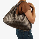 Bottega Veneta Chrome Metallic Nappa Intrecciato Large Veneta Hobo Bag