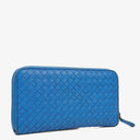 Bottega Veneta Continental Intrecciato Weave Blue Leather Wallet
