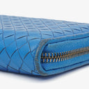 Bottega Veneta Continental Intrecciato Weave Blue Leather Wallet