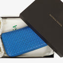 Bottega Veneta Continental Intrecciato Weave Blue Leather Wallet