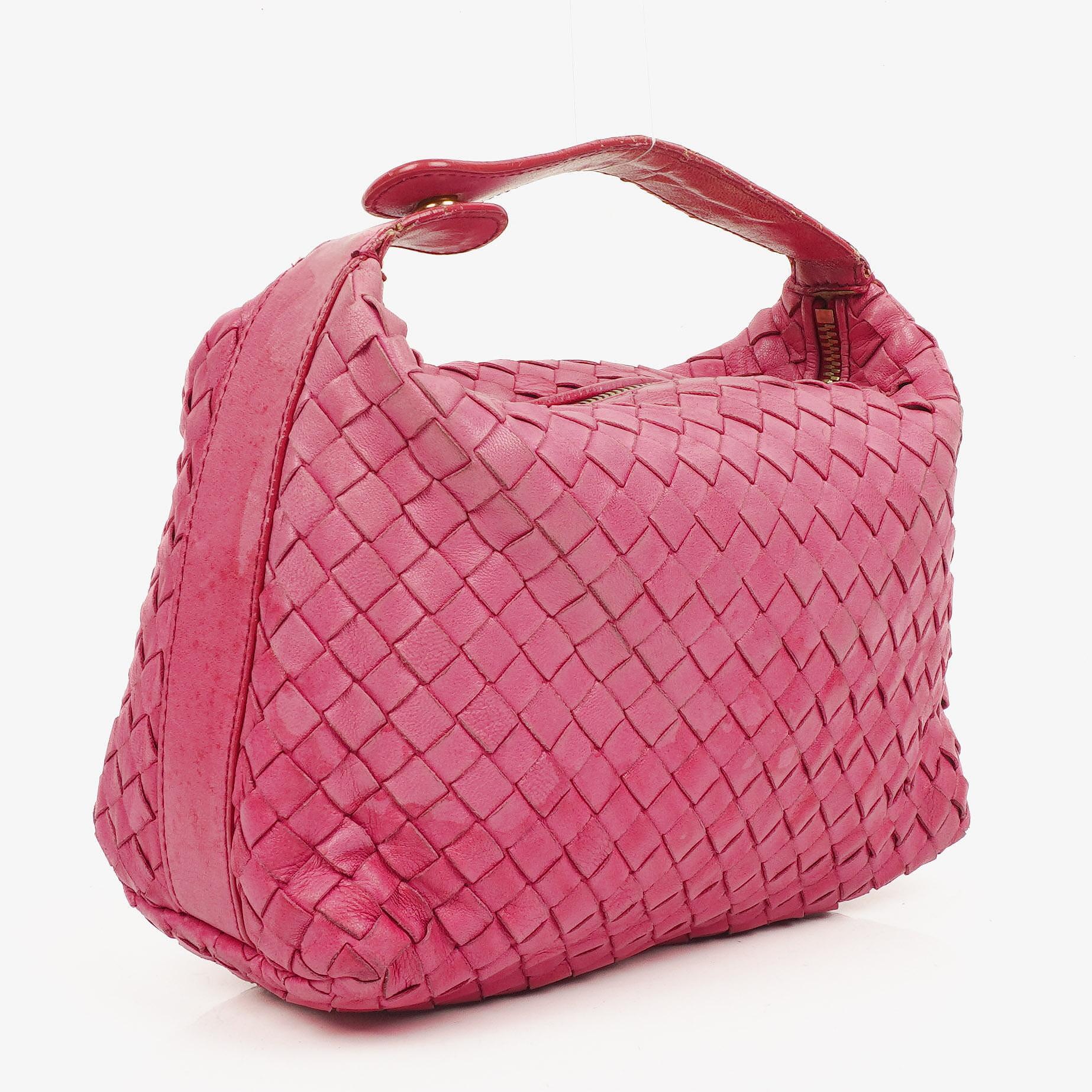 Bottega Veneta Fuchsia Nappa Intrecciato Cosmetic Case