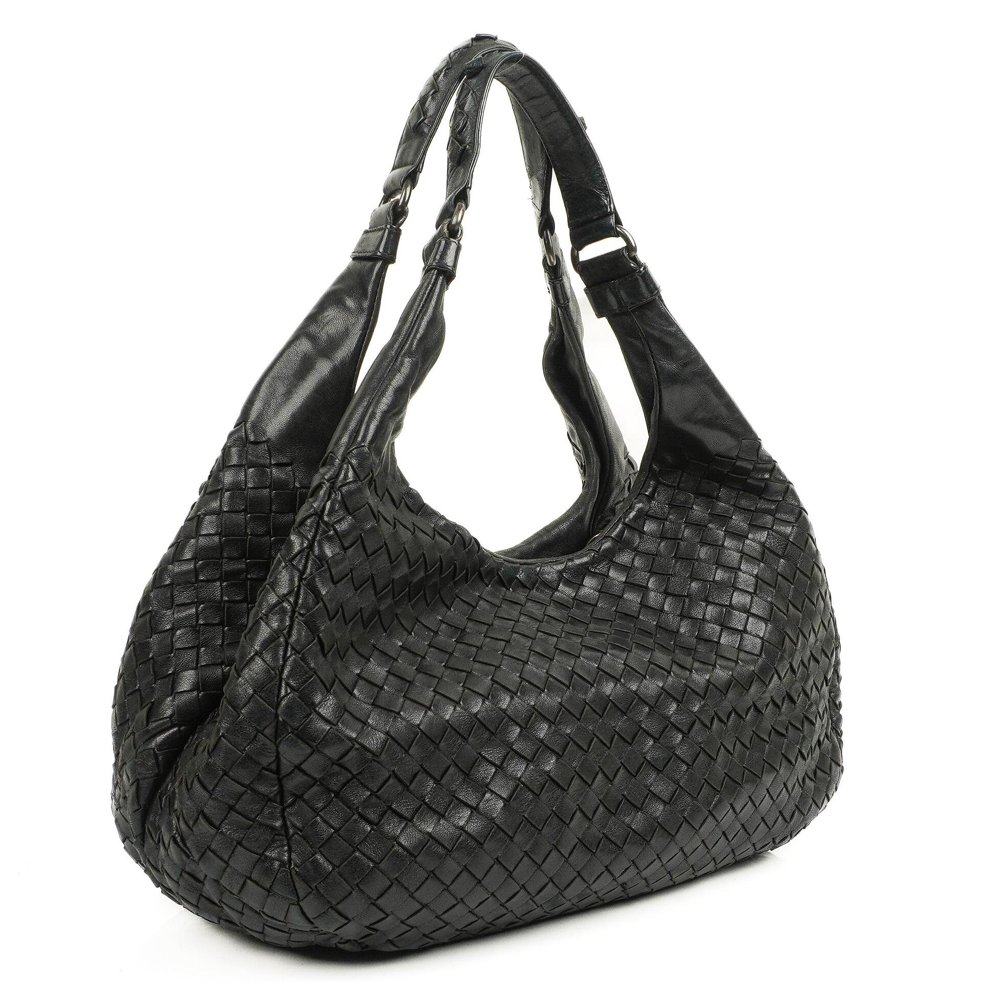 Bottega Veneta Intrecciato Campana Black Hobo Bag