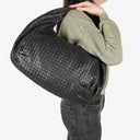 Bottega Veneta Large Belly Veneta Black Intrecciato Woven Nappa Leather Hobo Bag