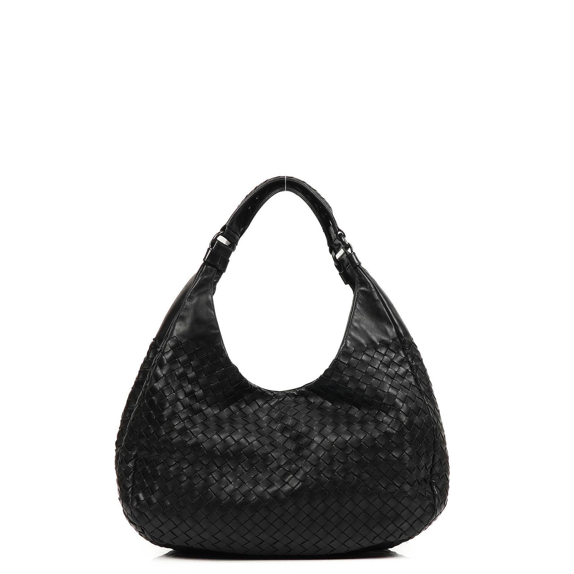 Bottega Veneta Medium Campana Black Nappa Intrecciato Hobo Bag