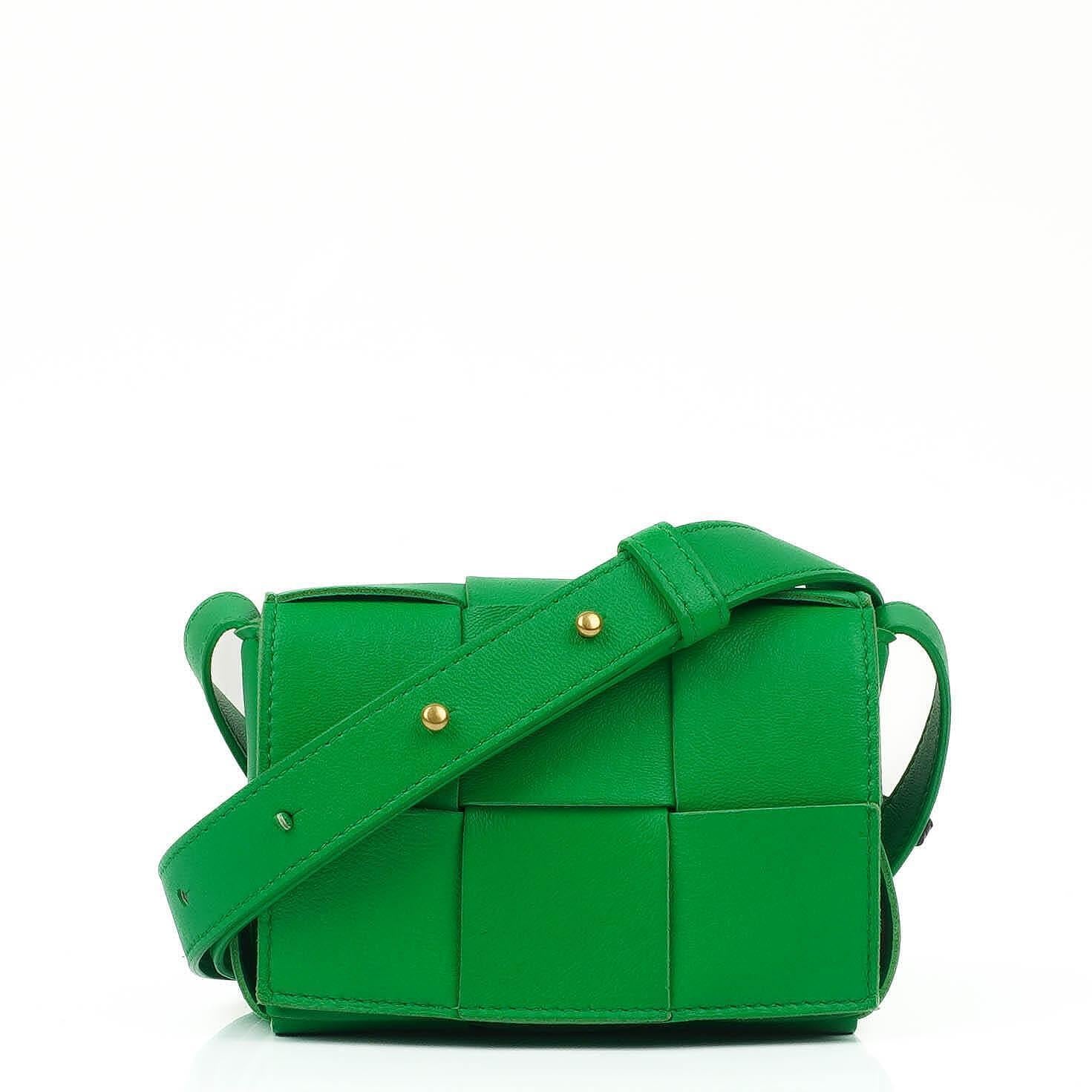 Bottega Veneta Mini Cassette Parakeet Maxi Intrecciato Leather Crossbody Bag
