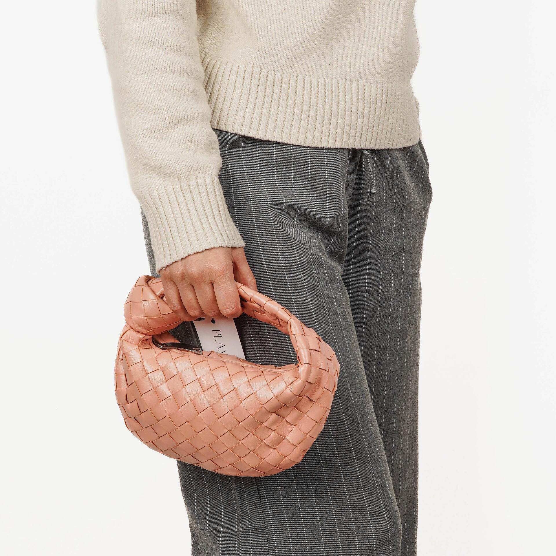 Bottega Veneta Mini Jodie Peach Nappa Intrecciato Bag