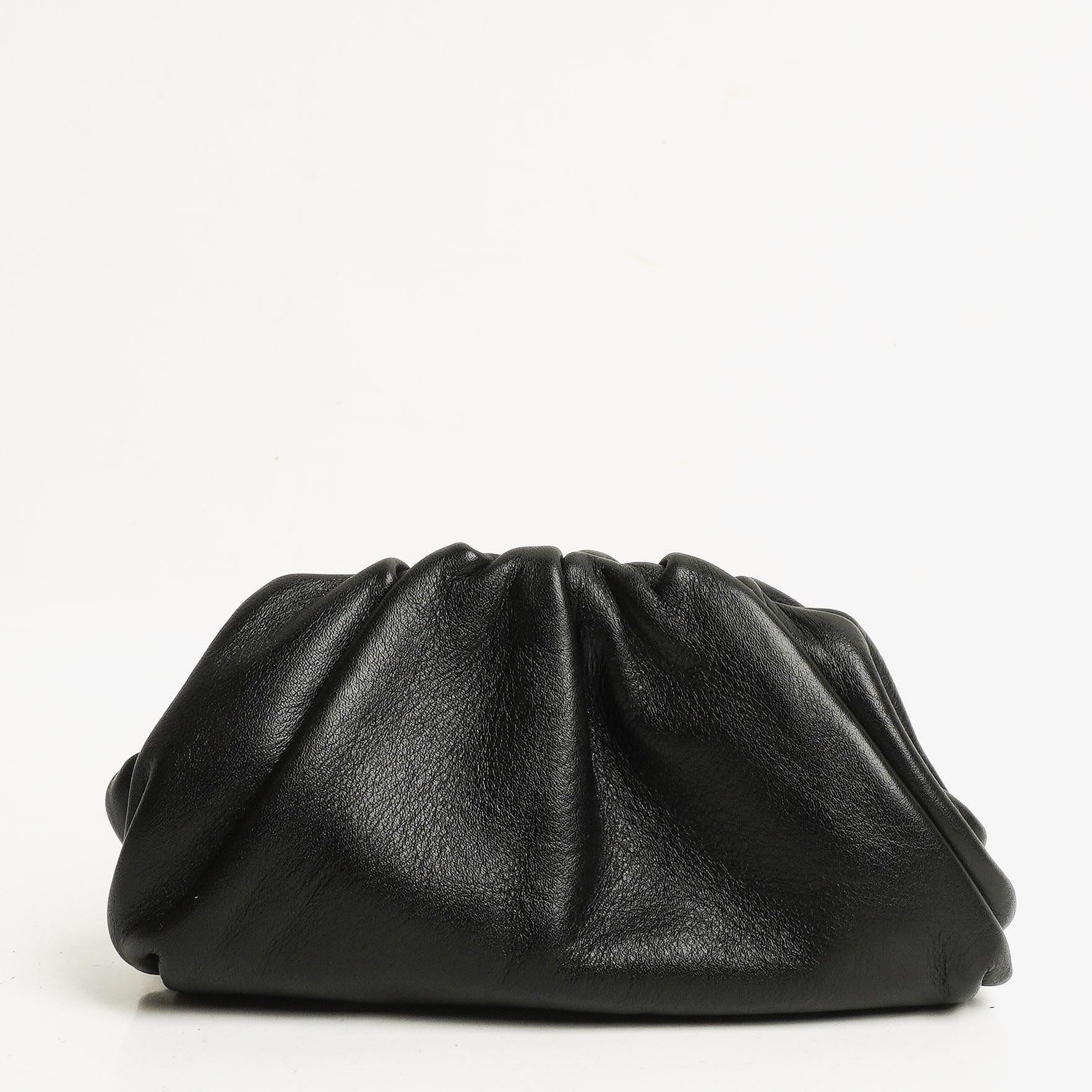 Bottega Veneta Nano Pouch With Strap In Black Calfskin