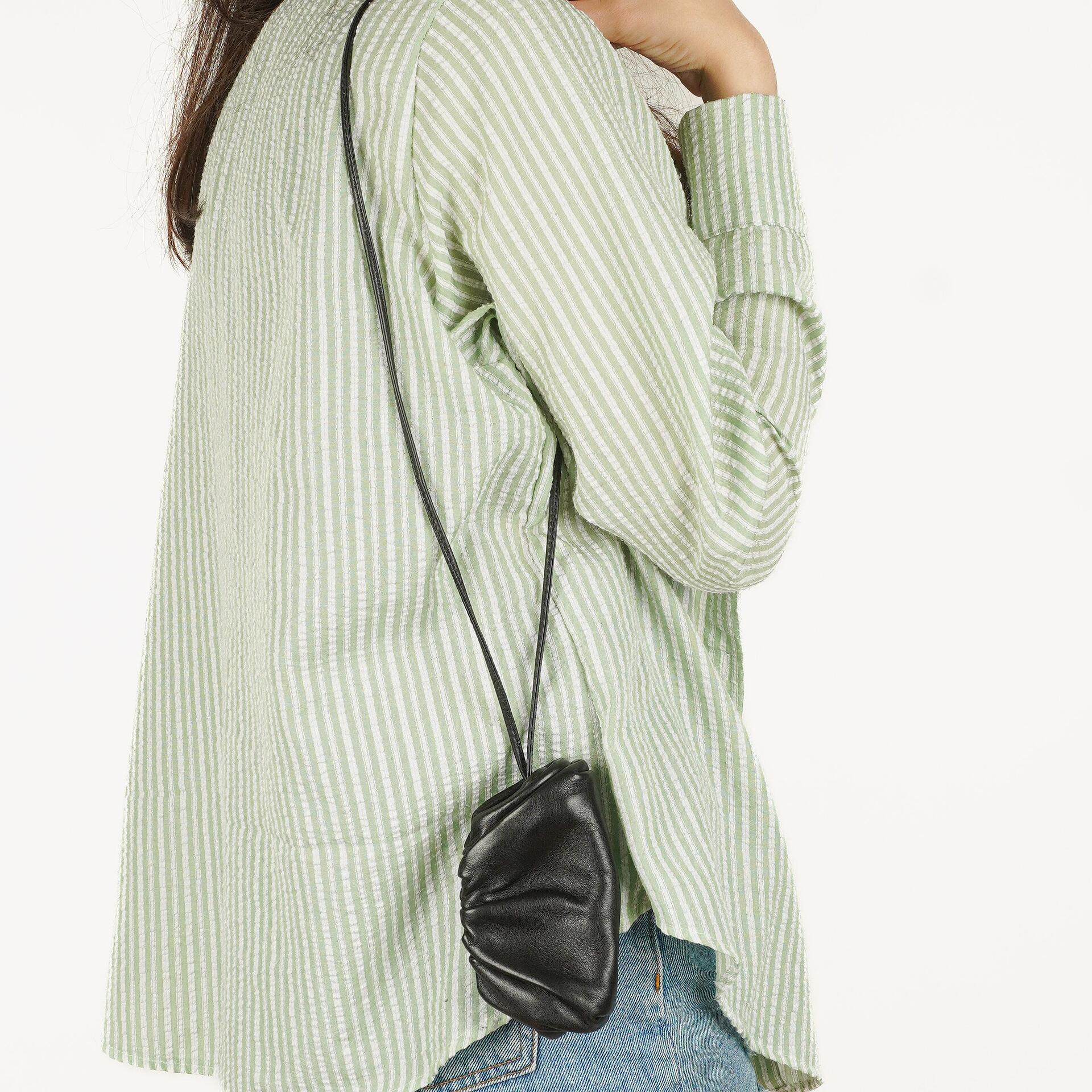 Bottega Veneta Nano Pouch With Strap In Black Calfskin