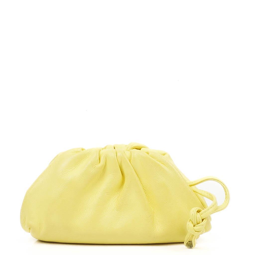 Bottega Veneta Nano Pouch With Strap In Yellow Calfskin