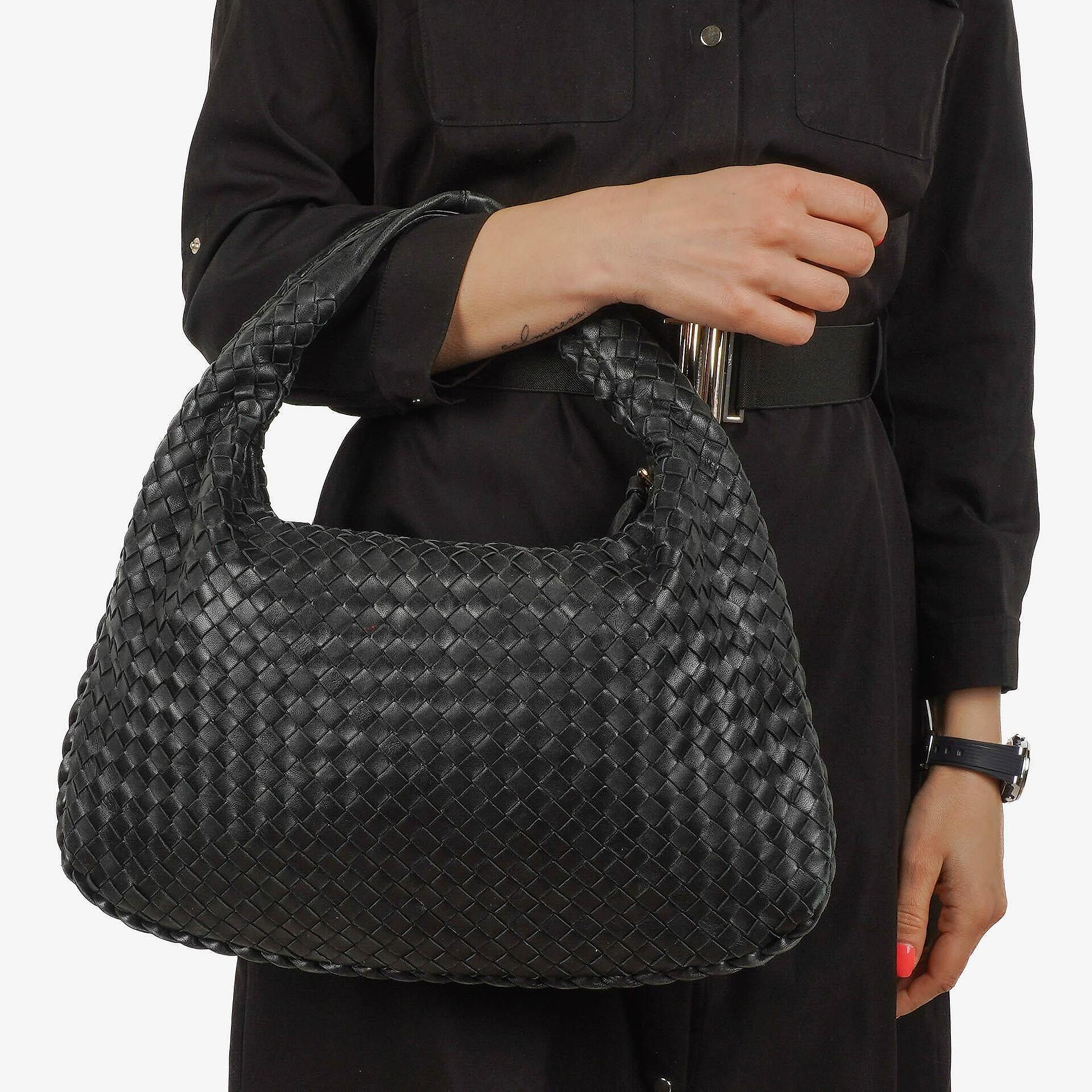 Bottega Veneta Nappa Intrecciato Black Medium Veneta Hobo Bag