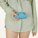 Bottega Veneta Nappa Intrecciato Blue Nano Pouch With Strap