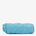 Bottega Veneta Nappa Intrecciato Blue Nano Pouch With Strap