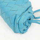 Bottega Veneta Nappa Intrecciato Blue Nano Pouch With Strap